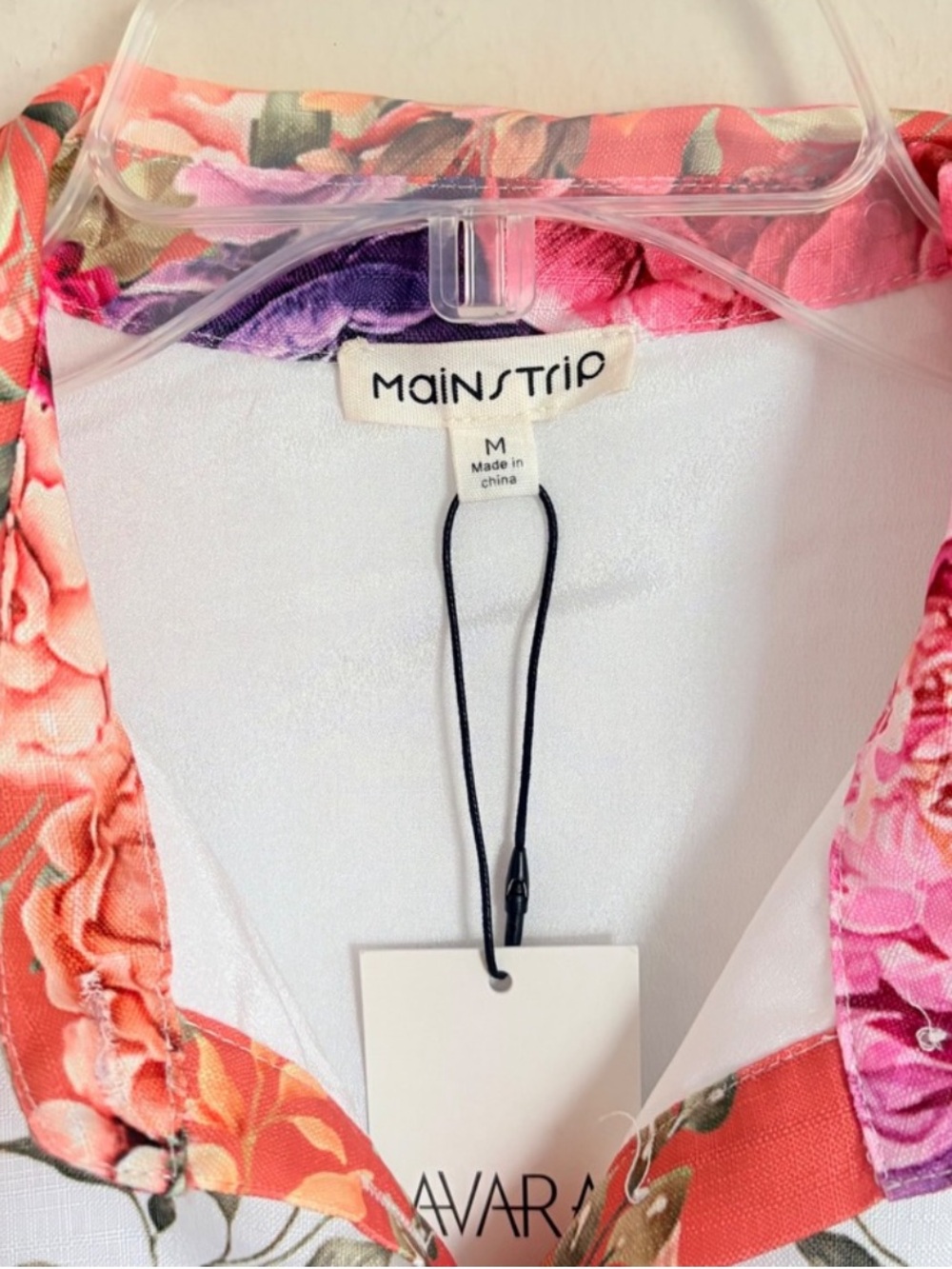 Avara Mainstrip Floral Belted Maxi Shirt Dress White Pink Orange Medium NWT - Picture 6 of 11
